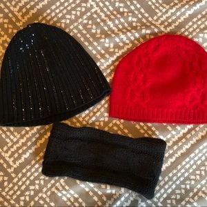 Express Black and Red Winter Hat Bundle